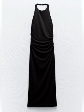 Zara Black Halter Maxi Dress with Knot Front